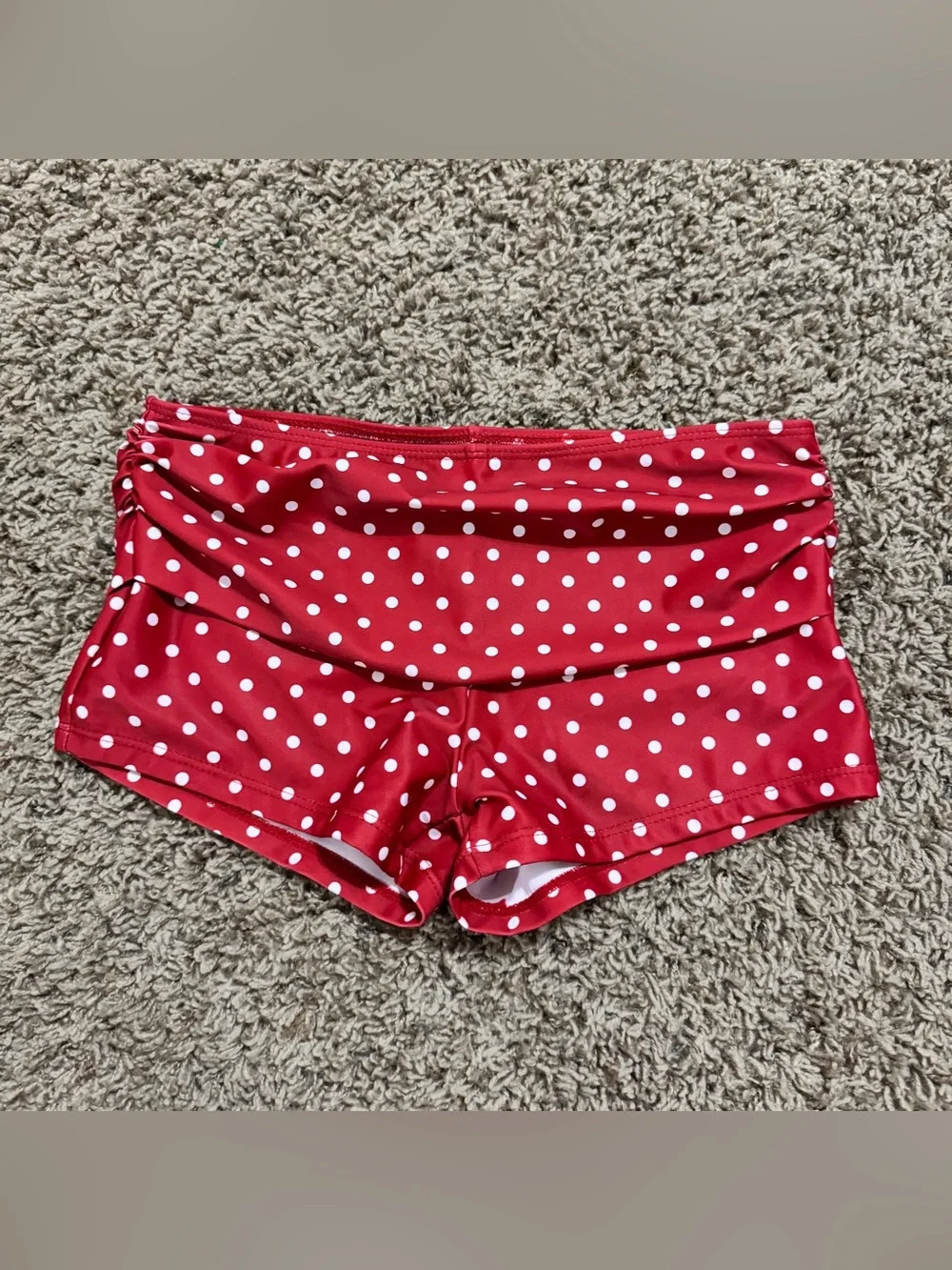 Red & White Polka Dot Swim Shorts